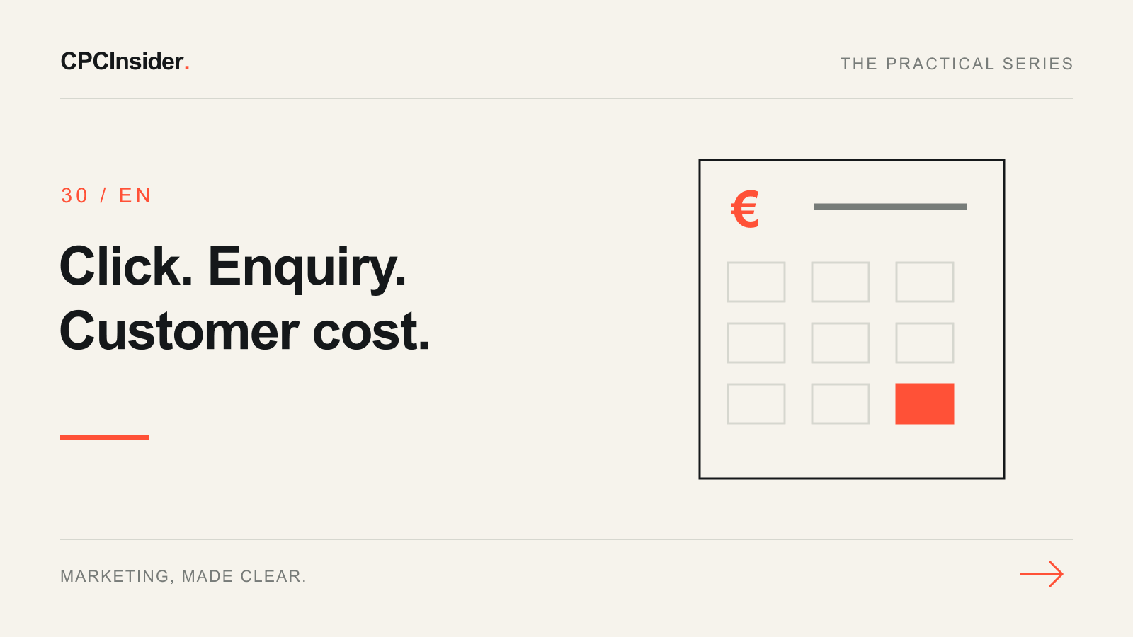 Editorial illustration: Click. Enquiry. Customer cost.