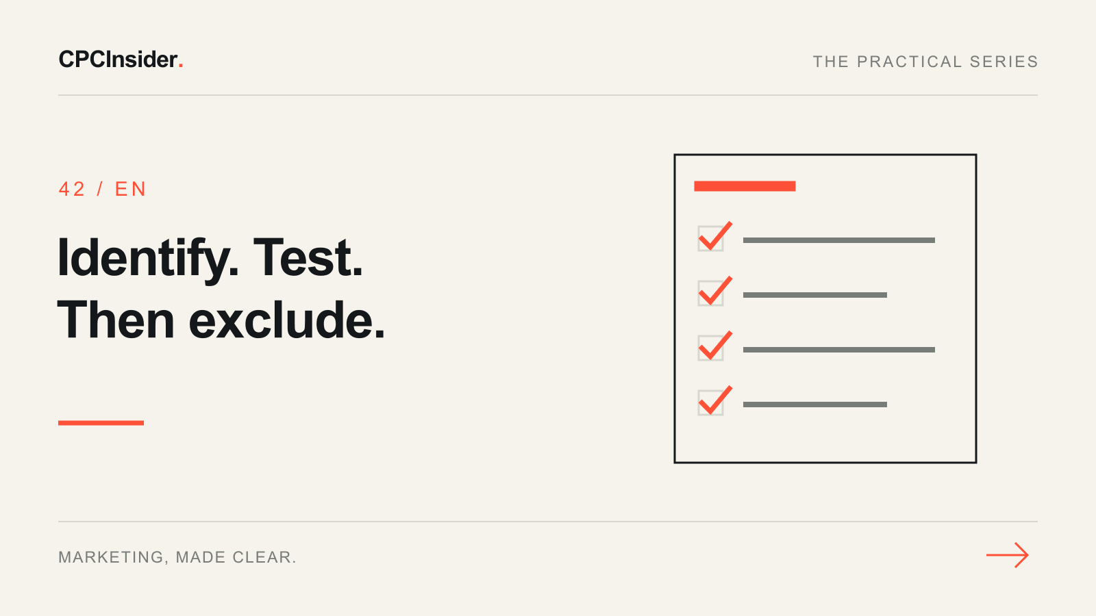 Editorial illustration: Identify. Test. Then exclude.