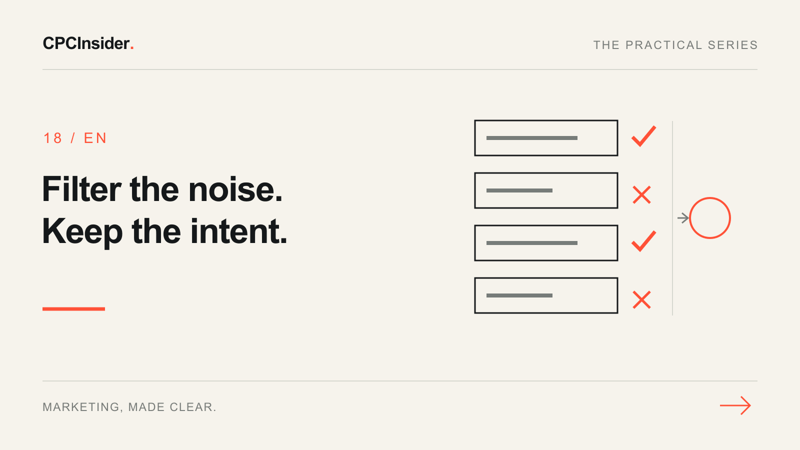 Editorial illustration: Filter the noise. Keep the intent.