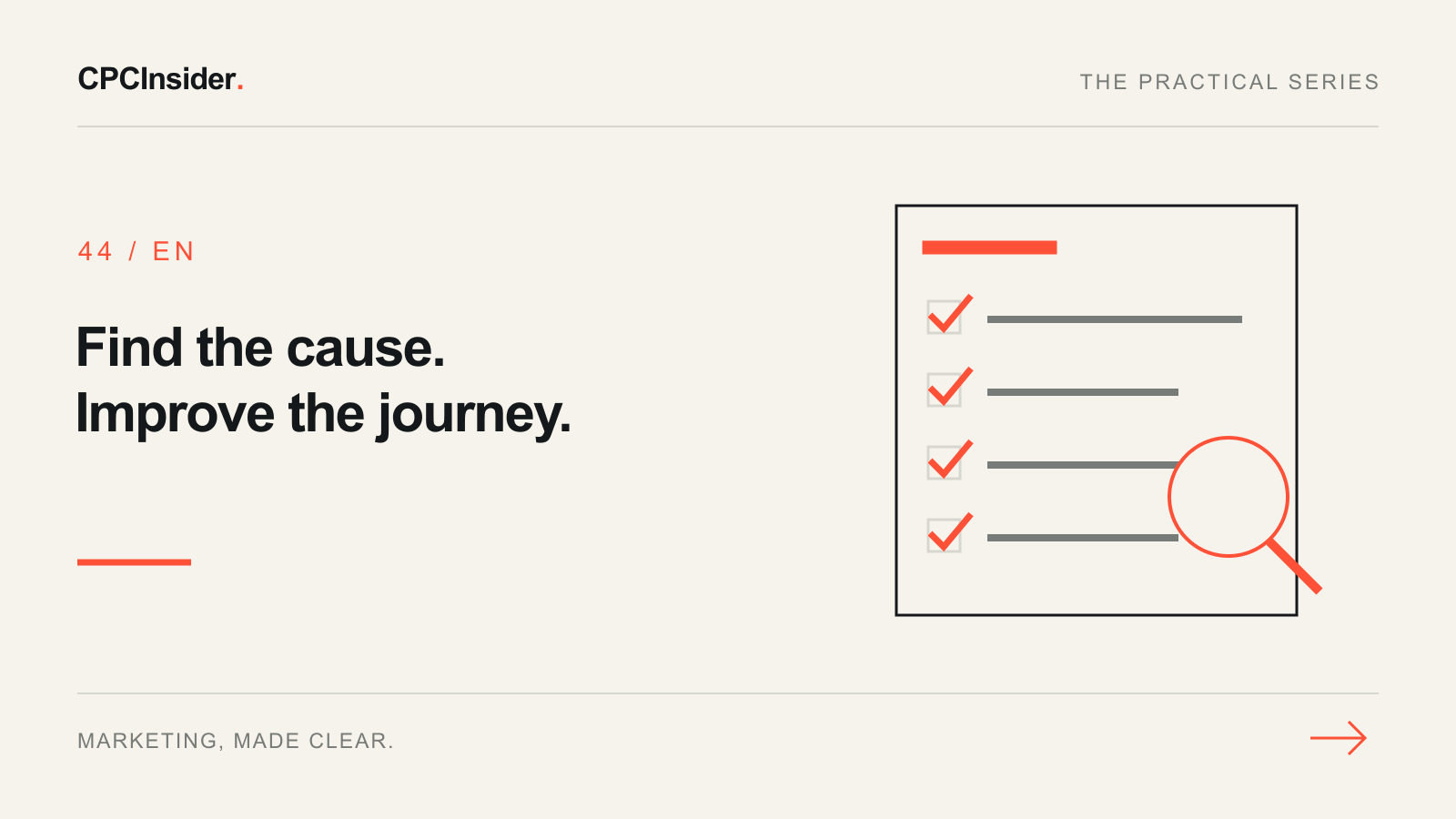 Editorial illustration: Find the cause. Improve the journey.