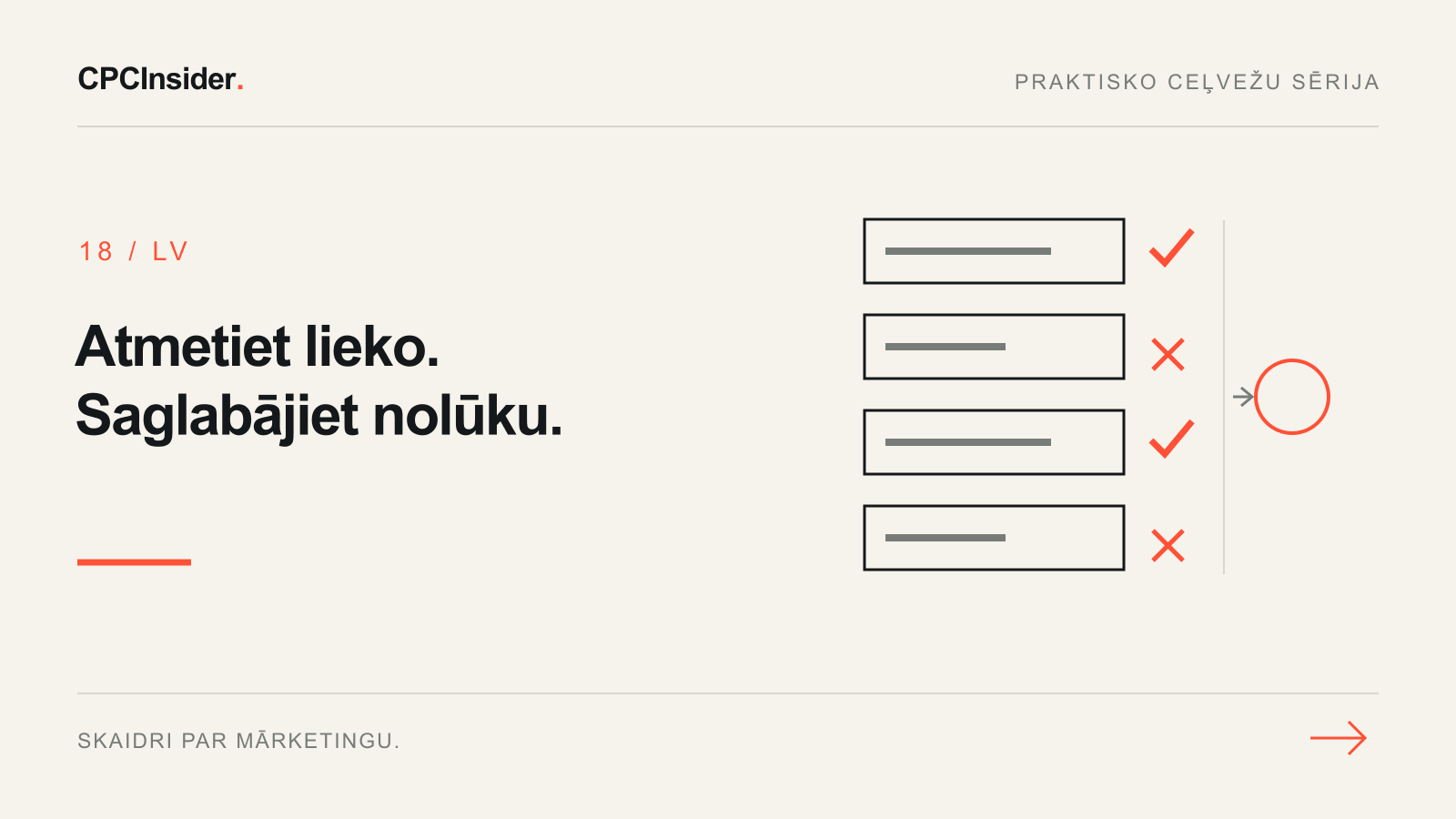 Redakcionāla ilustrācija: Atmetiet lieko. Saglabājiet nolūku.