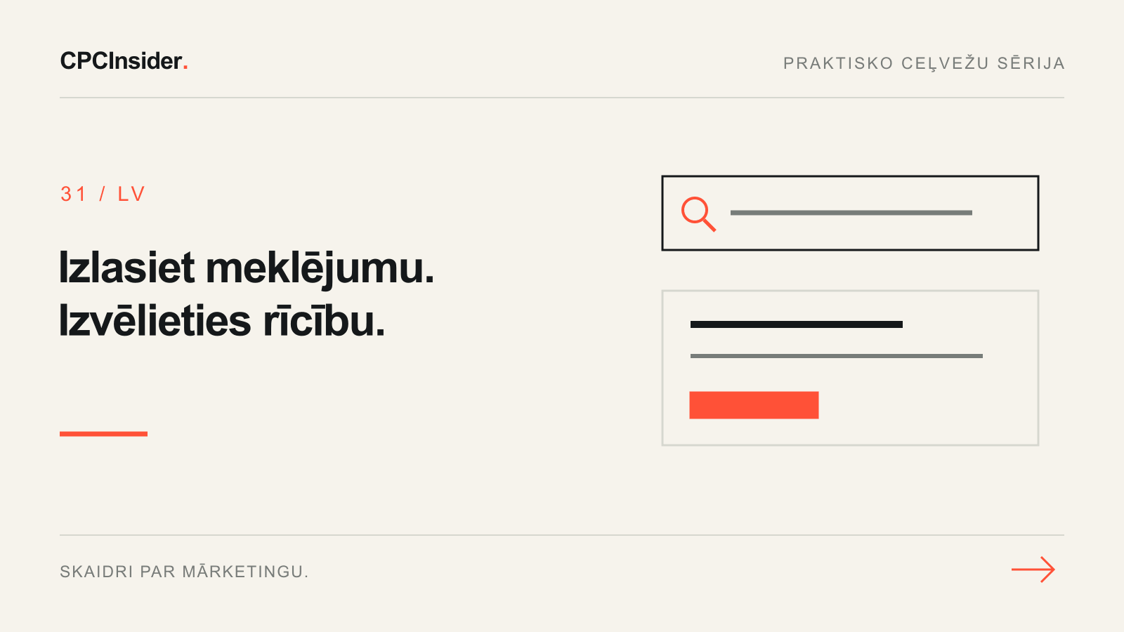 Redakcionāla ilustrācija: Izlasiet meklējumu. Izvēlieties rīcību.